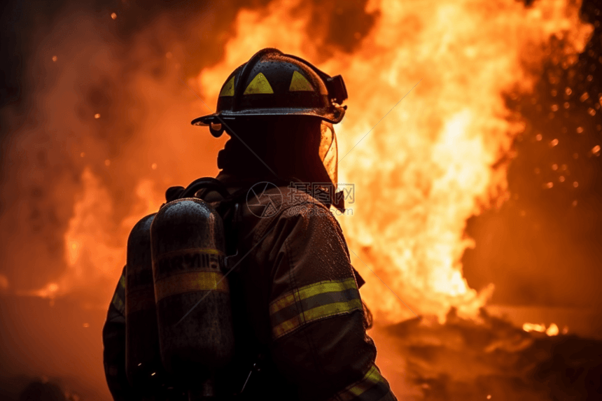 烈火中的一名消防员图片