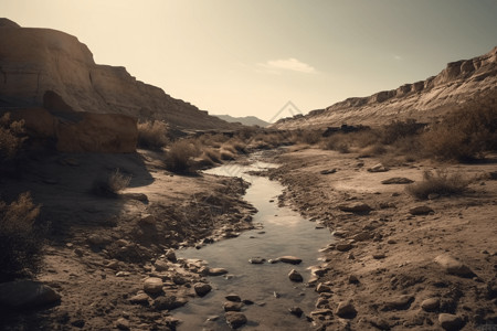 干枯河床缺水干燥的河流设计图片