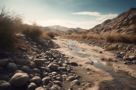 沙漠河流缺水的河流设计图片