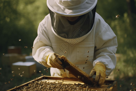 农业养蜂人图片