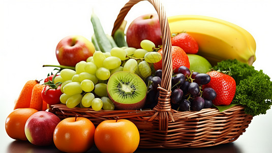 篮子中的水果蔬菜图片