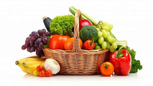 篮子中的蔬菜和水果图片
