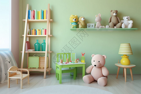 童趣装饰儿童房玩具收纳区域设计图片