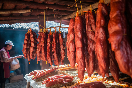 地方特色美食腊肉背景图片