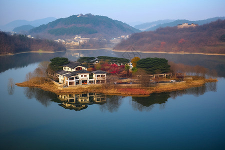 湖心别墅风景图片