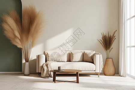 羽毛墙现代房间客厅的简约布置设计图片