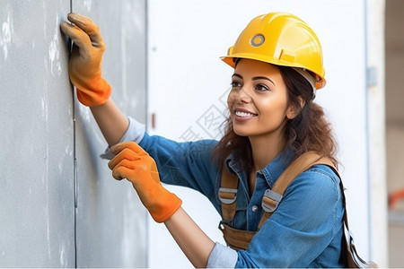 工程造假员高空工作的女性背景