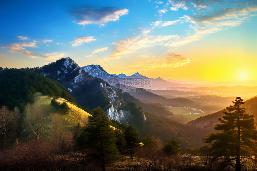 美丽的山间清晨图片