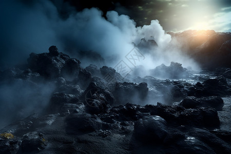 火山景观黑夜火山区域设计图片