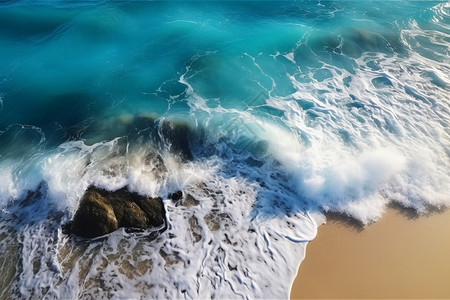 海水泡沫海滩上海浪产生的泡沫背景