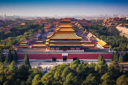 城市之旅中国传统古建筑群风光背景