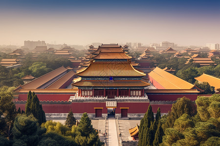 中国传统文中国传统古建筑群风光背景