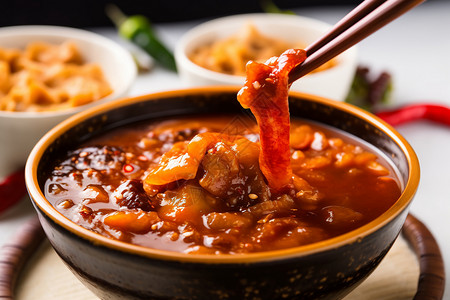 河南小吃美味的麻辣汤背景