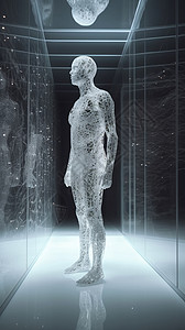 画廊中的逼真的3D数字人类高清图片