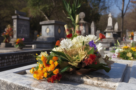 清明节祭祖扫墓扫墓的鲜花背景