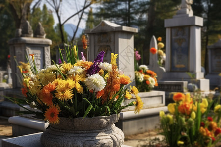 祭奠节日清明节扫墓的花背景