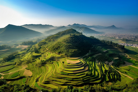 山间梯田风景图片