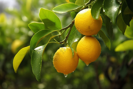 成熟结果的柠檬树背景图片