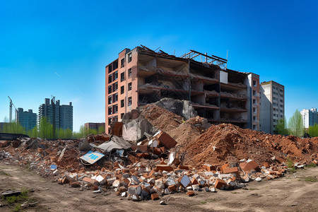 废弃的建筑工业废墟高清图片