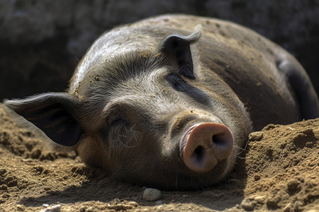 猪猪休息的农场母猪背景
