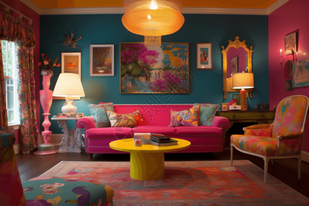 色彩缤纷的客厅图片