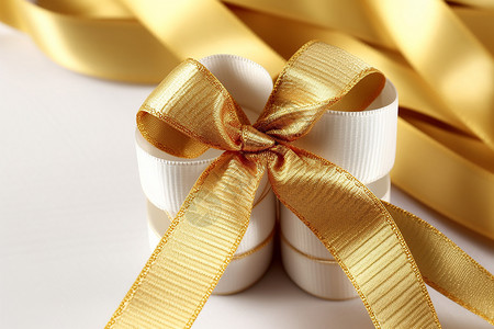 金色婚礼精美的丝绸带设计图片