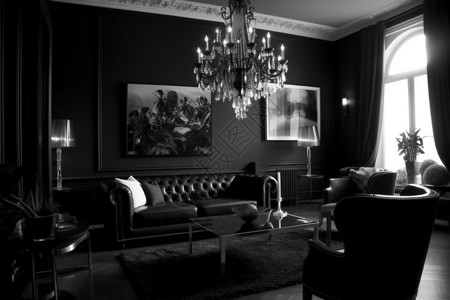 黑白的客厅照片背景图片