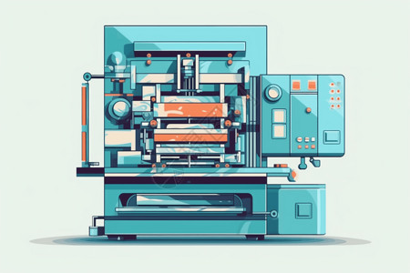 印刷机工厂易于操作的机器插画