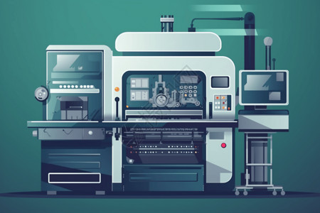 工业烤箱控件的机器插画