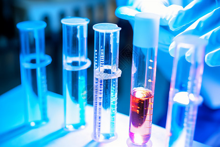元素化学实验室研究员做实验使用到各类试管背景