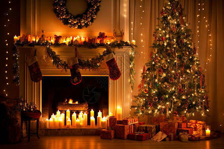 圣诞节客厅布置背景图片