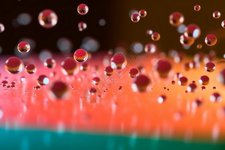 透明彩色气泡散焦的抽象油滴背景