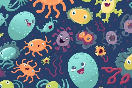 各种各样的卡通细菌背景图片