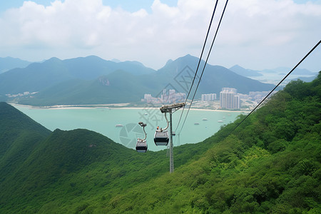 风景区的缆车图片