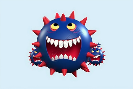 小怪物细菌3d球状卡通模型设计图片