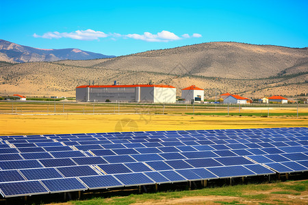 草原上的太阳能电池板背景图片