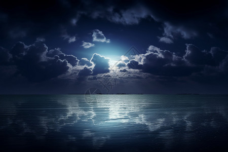 带闪电云朵朦胧的天空与月色设计图片