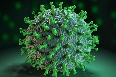 绿色冠状病毒微生物细胞图片