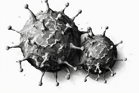 白色细菌白色背景下的癌细胞插画