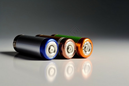 电池组三节锂电池放在桌子上背景