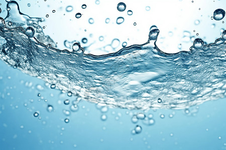 蓝色水滴边框流动的清澈水流背景