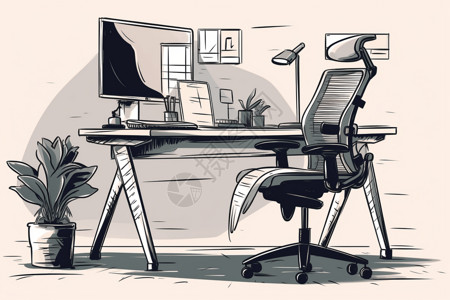 椅子和书桌插图图片