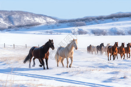 冬天雪地里的骏马图片