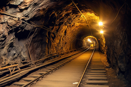 矿工采挖隧道高清图片