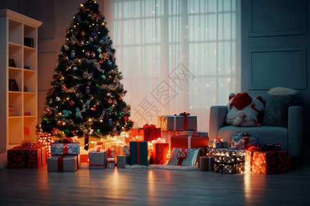 圣诞树和礼物高清图片