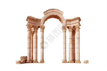 古代拱门又高又粗的古典柱子插画