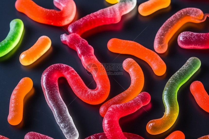 彩色的果冻蠕虫软糖图片