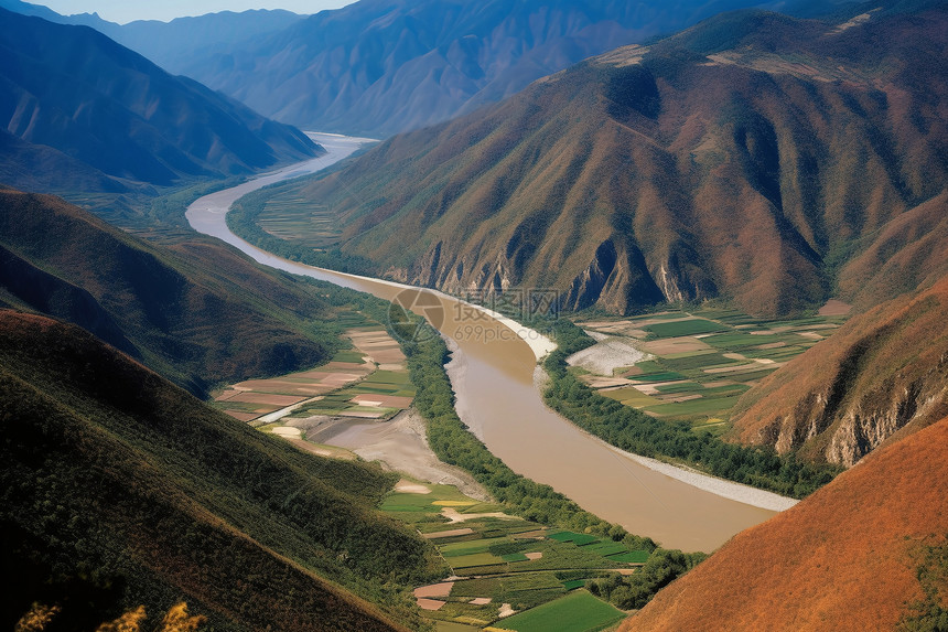 山谷河流风景图片