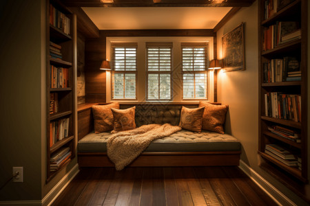 床阅读书架室内阅读空间设计图片