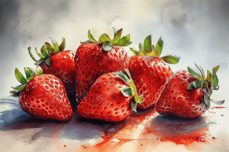 果蔬食品水彩草莓背景插画